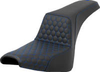Thumbnail for SADDLEMEN Step-Up Seat - Honeycomb - Blue Stitching - FXBB/FXST '18-'24 A818-30-177BLU