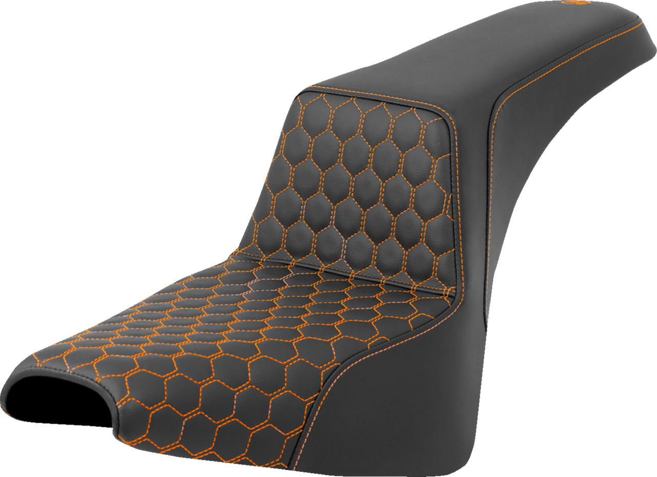 SADDLEMEN Step-Up Seat - Honeycomb - Orange Stitching - FXBB/FXST '18-'24 A818-30-177ORA