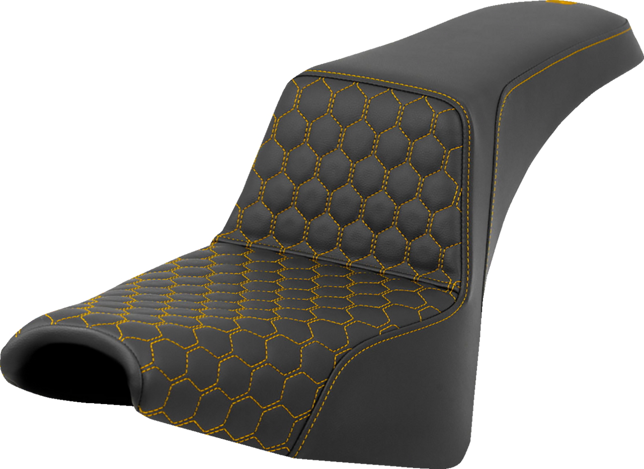 SADDLEMEN Step-Up Seat - Honeycomb - Gold Stitching - FXBB/FXST '18-'24 A818-30-177GOL