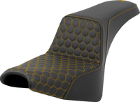 Thumbnail for SADDLEMEN Step-Up Seat - Honeycomb - Gold Stitching - FXBB/FXST '18-'24 A818-30-177GOL