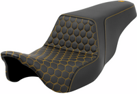 Thumbnail for SADDLEMEN Step-Up Seat - Honeycomb - Gold Stitching - FL '08-'23 A808-07B-177GOL