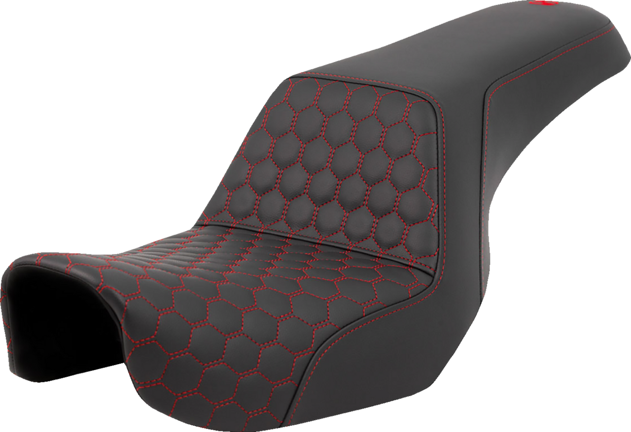 SADDLEMEN Step-Up Seat - Honeycomb - Red Stitching - Dyna '06-'17 A806-04-177RED