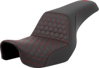 Thumbnail for SADDLEMEN Step-Up Seat - Honeycomb - Red Stitching - Dyna '06-'17 A806-04-177RED