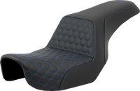 Thumbnail for SADDLEMEN Step-Up Seat - Honeycomb - Blue Stitching - Dyna '06-'17 A806-04-177BLU