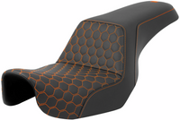 Thumbnail for SADDLEMEN Step-Up Seat - Honeycomb - Orange Stitching - Dyna '06-'17 A806-04-177ORA