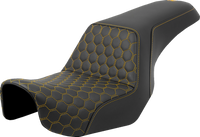 Thumbnail for SADDLEMEN Step-Up Seat - Honeycomb - Gold Stitching - Dyna '06-'17 A806-04-177GOL