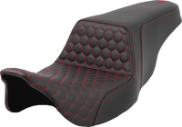 Thumbnail for SADDLEMEN Step-Up Seat - Honeycomb - Red Stitching - FL '08-'23 A808-07B-177RED