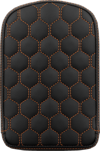 Thumbnail for SADDLEMEN RoadSofa* Sissy Bar Pad - Honeycomb - Orange Stitching 041149ORA