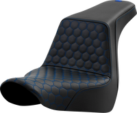 Thumbnail for SADDLEMEN Step-Up Seat - Honeycomb - Blue Stitching - FL/FX '18-'24 A818-29-177BLU