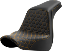 Thumbnail for SADDLEMEN Step-Up Seat - Honeycomb - Gold Stitching - FL/FX '18-'24 A818-29-177GOL
