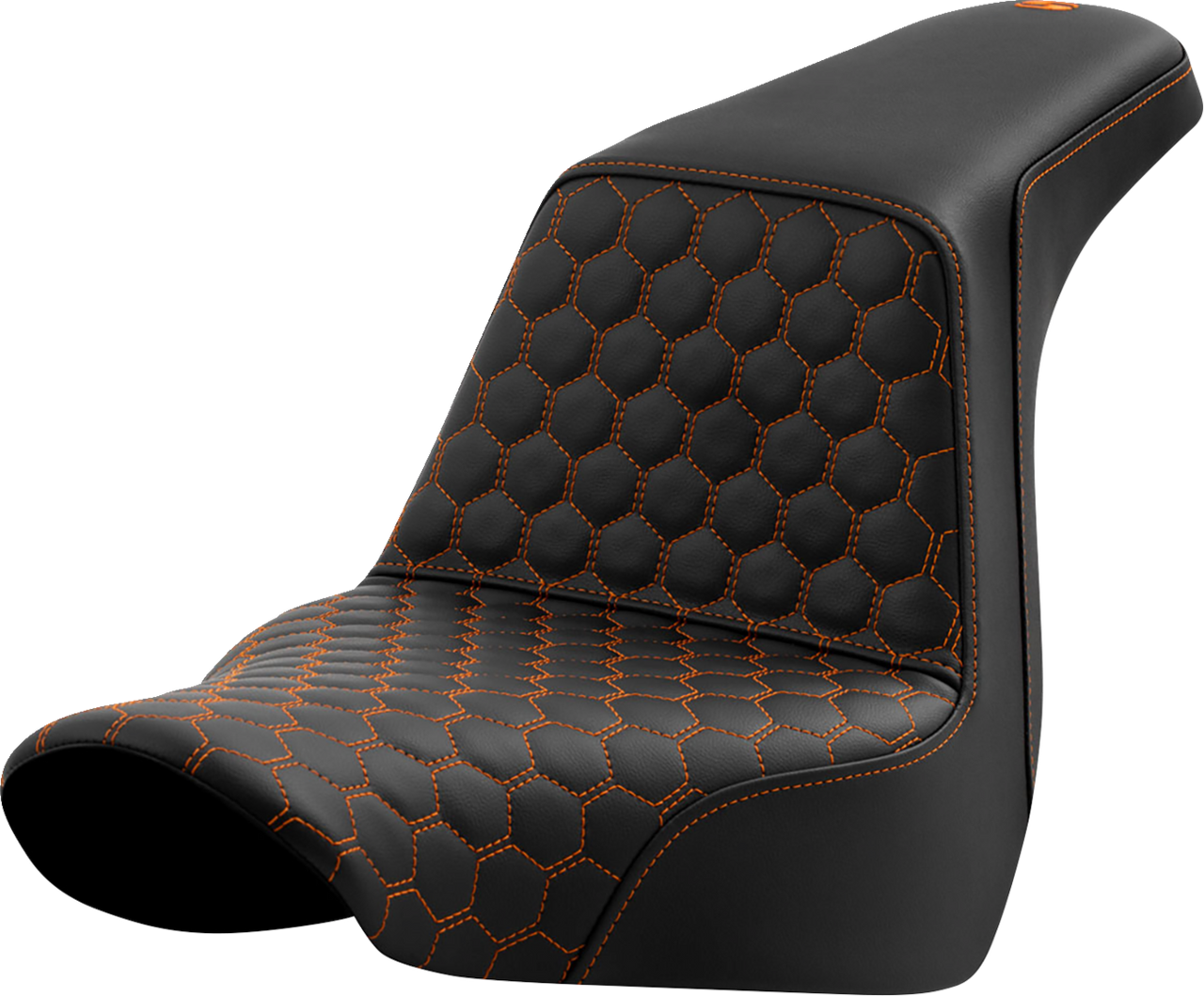 SADDLEMEN Step-Up Seat - Honeycomb - Orange Stitching - FL/FX '18-'24 A818-29-177ORA