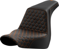 Thumbnail for SADDLEMEN Step-Up Seat - Honeycomb - Orange Stitching - FL/FX '18-'24 A818-29-177ORA