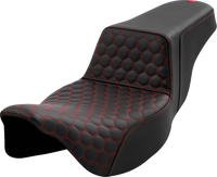 Thumbnail for SADDLEMEN Step-Up Seat - Honeycomb - Extended Reach - Red Stitching - FL '08-'23 A808-07B-178RED