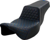 Thumbnail for SADDLEMEN Step-Up Seat - Honeycomb - Extended Reach - Blue Stitching - FL '08-'23 A808-07B-178BLU