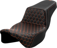 Thumbnail for SADDLEMEN Step-Up Seat - Honeycomb - Extended Reach - Orange Stitching - FL '08-'23 A808-07B-178ORA