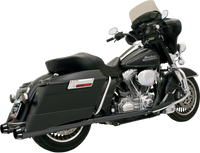 Thumbnail for BASSANI XHAUST Megaphone Mufflers - Blk/Blk - Fluted - Performance Baffle FLH-517LRB