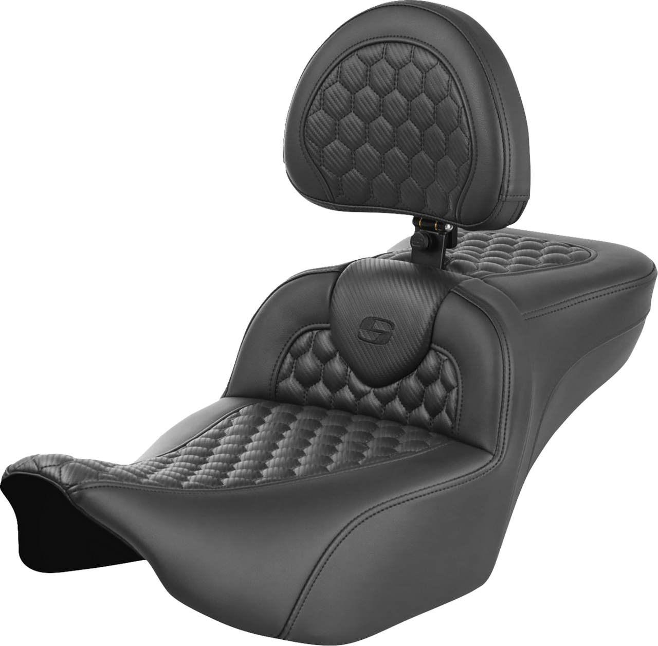 SADDLEMEN Roadsofa* Extended Reach Seat - with Backrest - Honeycomb - FLTR/FLHX '23-'24 823-07-190B0