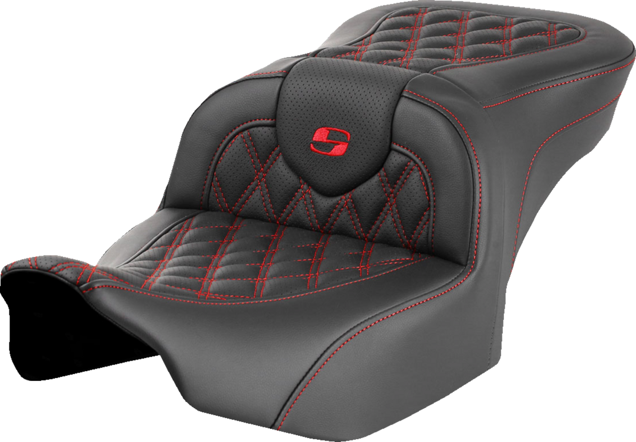 SADDLEMEN Roadsofa* Seat - without Backrest - Red Lattice Stitch - FLTR/FLHX '23-'24 823-07-18204