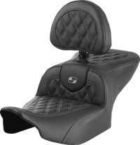 Thumbnail for SADDLEMEN RoadSofa* Seat - with Backrest - Lattice Stitch - Gray Stitch - FLTR/FLHX '23-'24 823-07-182B2