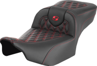 Thumbnail for SADDLEMEN Roadsofa* Extended Reach Seat - without Backrest - Lattice Stitch - Red Stitch - FLTR/FLHX '23-'24 823-07-18404