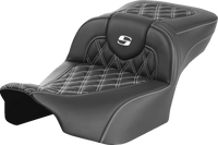 Thumbnail for SADDLEMEN Roadsofa* Extended Reach Seat - without Backrest - Lattice Stitch - White Stitch - FLTR/FLHX '23-'24 823-07-18406