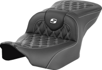 Thumbnail for SADDLEMEN RoadSofa* Seat - without Backrest - Lattice Stitch - White Stitch - FLTR/FLHX '23-'24 823-07-18206