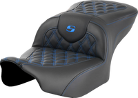 Thumbnail for SADDLEMEN Roadsofa* Seat - without Backrest - Blue Lattice Stitch - FLTR/FLHX '23-'24 823-07-18201