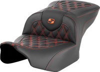 Thumbnail for SADDLEMEN Roadsofa* Seat - without Backrest - Orange Lattice Stitch - FLTR/FLHX '23-'24 823-07-18203