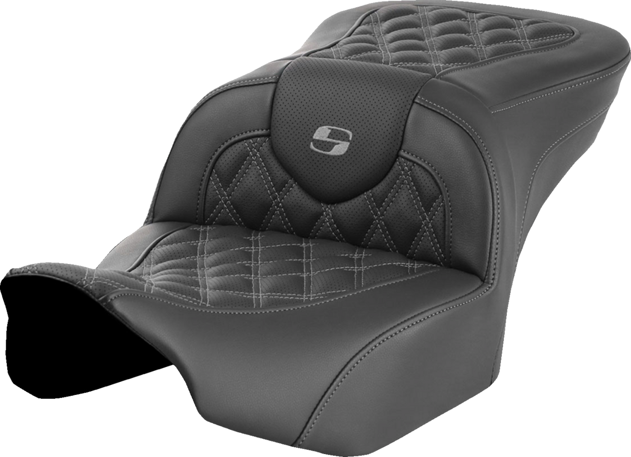 SADDLEMEN Roadsofa* Seat - without Backrest - Gray Lattice Stitch - FLTR/FLHX '23-'24 823-07-18202