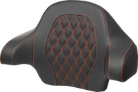 Thumbnail for SADDLEMEN Tour-Pak? Backrest Pad - Lattice Stitch - Orange Stitch - FL '14-'24 814-07-15003