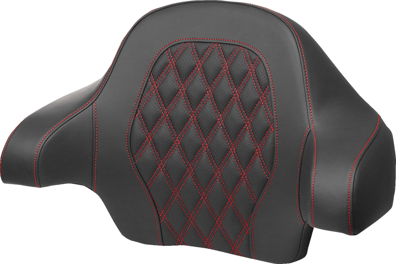 SADDLEMEN Tour-Pak? Backrest Pad - Lattice Stitch - Red Stitch - FL '14-'24 814-07-15004