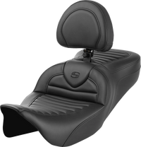Thumbnail for SADDLEMEN Roadsofa* Seat - with Backrest - Tuck-n-Roll - FL '08-'23 808-07B-202B0