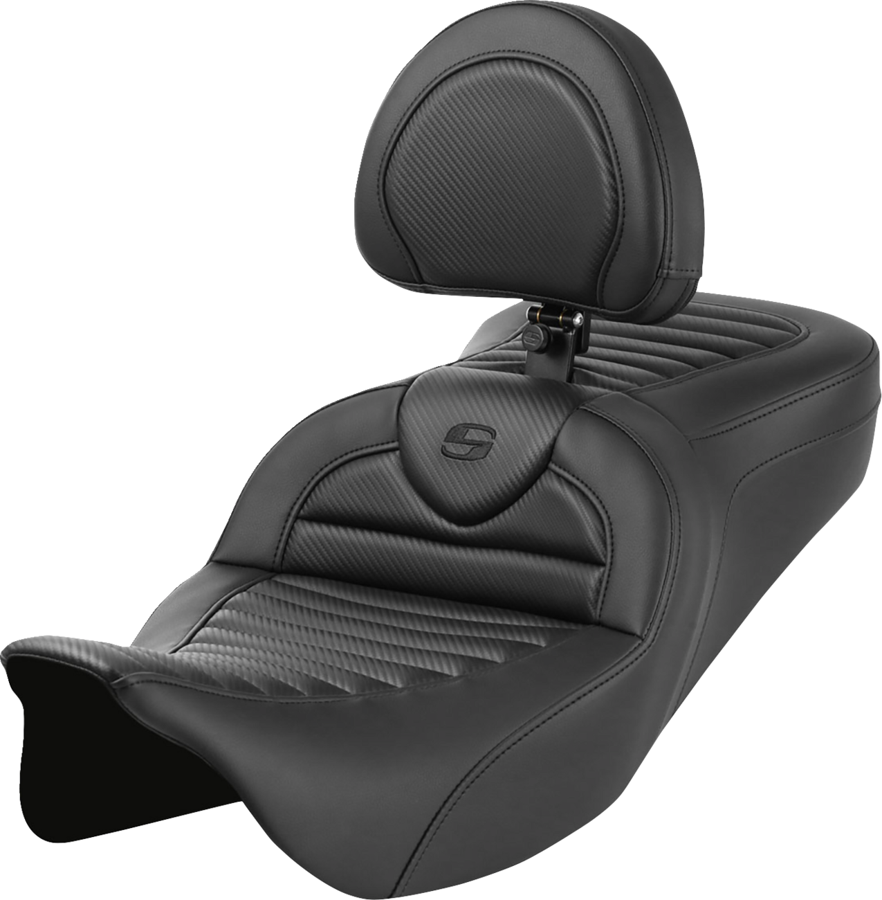 SADDLEMEN Roadsofa* Seat - with Backrest - Tuck-n-Roll - Carbon Fiber - FL '08-'23 808-07B-204B0
