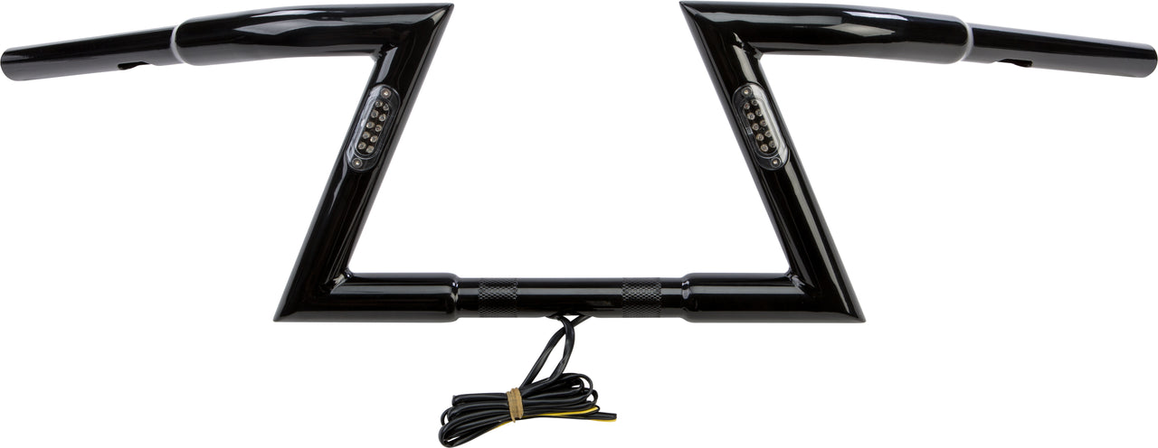 Gloss Black Z Bars 8" Rise W/Led Turn Signals