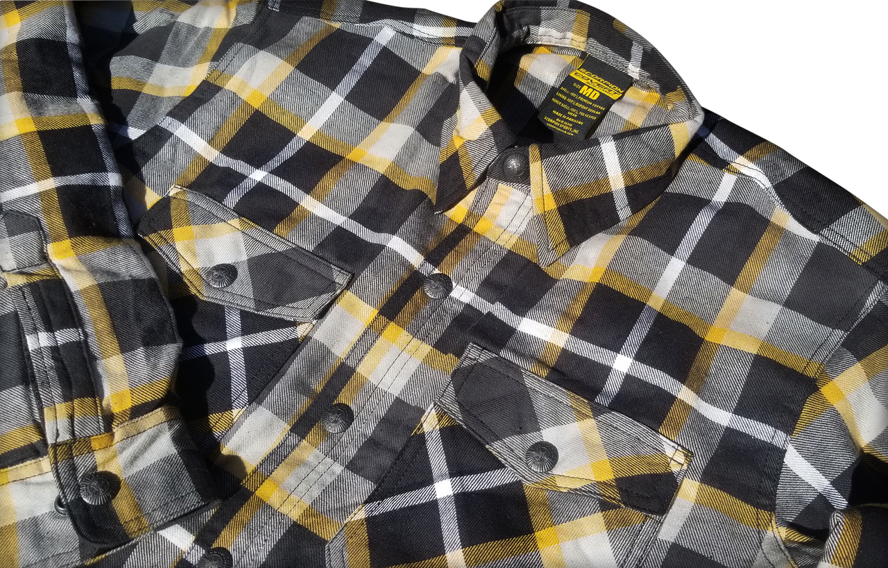 SCORPION EXO Covert Flannel White/Yellow 4x - Protective Riding Shirt with DuPont Kevlar Lining