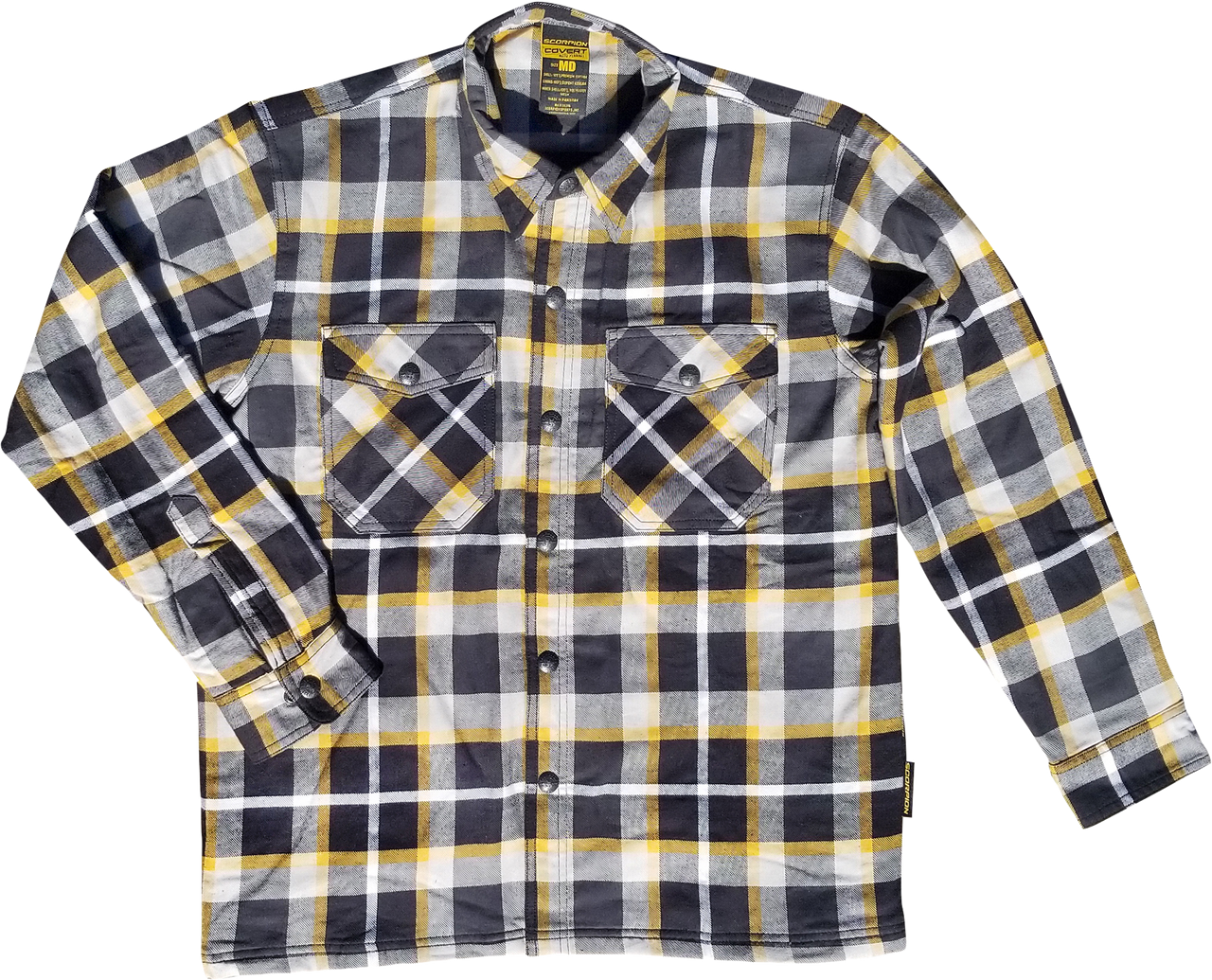 SCORPION EXO Covert Flannel White/Yellow 4x - Protective Riding Shirt with DuPont Kevlar Lining