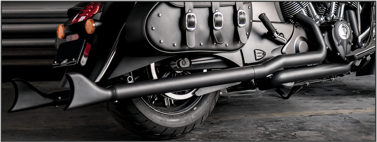 True Dual Headers 2.5" Black W/Sharktails `14 Up Indian