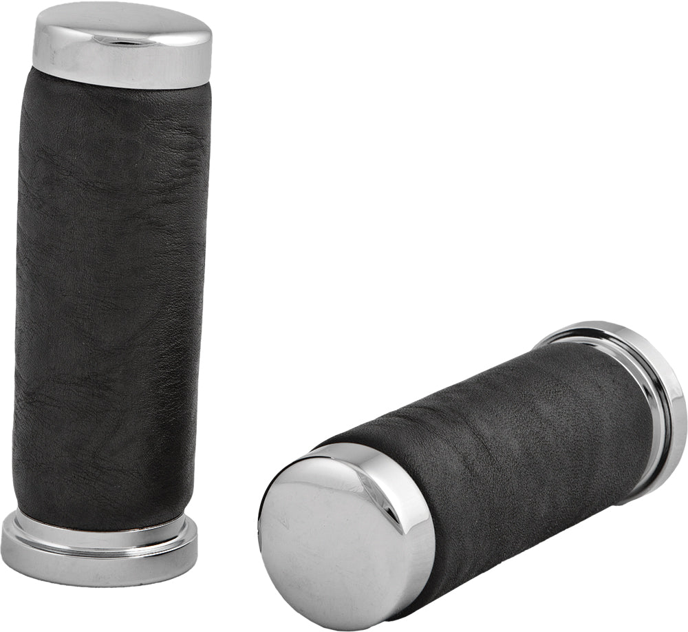 Grips Leather Chrome W/O Throttle Sleeve
