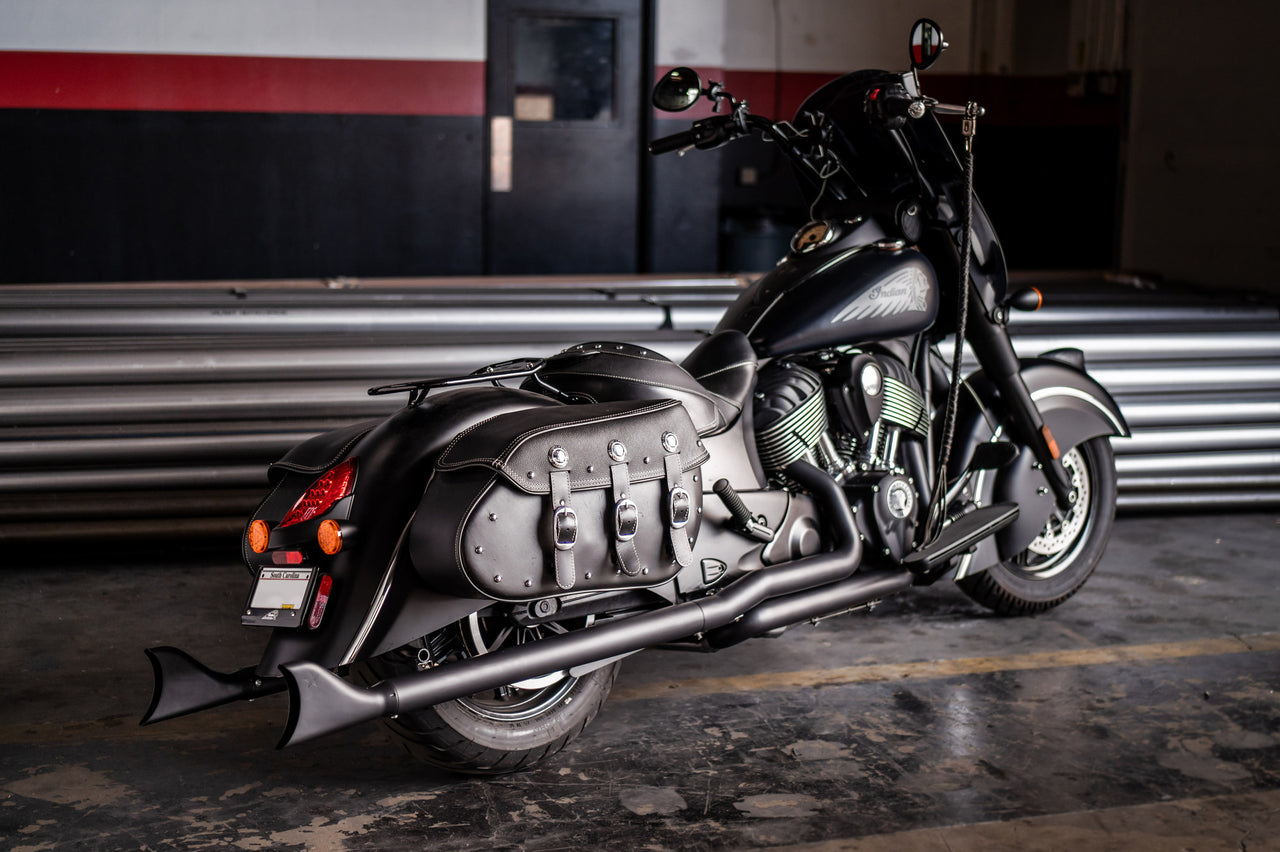 True Dual Headers 2.5" Black W/Sharktails `14 Up Indian