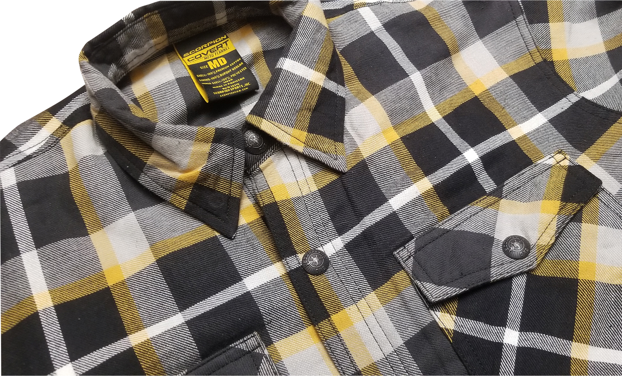 SCORPION EXO Covert Flannel Shirt White/Yellow XL - Protective Riding Apparel