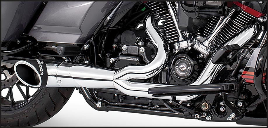 Turnout 2 1 Chrome W/Black Tip `17 Up Flt/H
