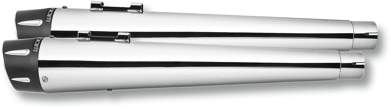 Combat Slip Ons 4.5" Chrome W/Blk Sculp Tip `17 Up Flt/H