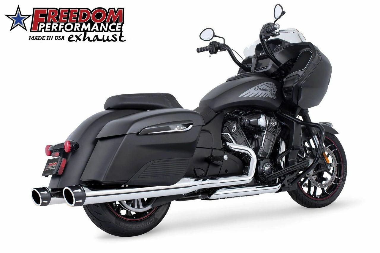 Combat Slip Ons 4.5" Chrome W/Black Tip Indian