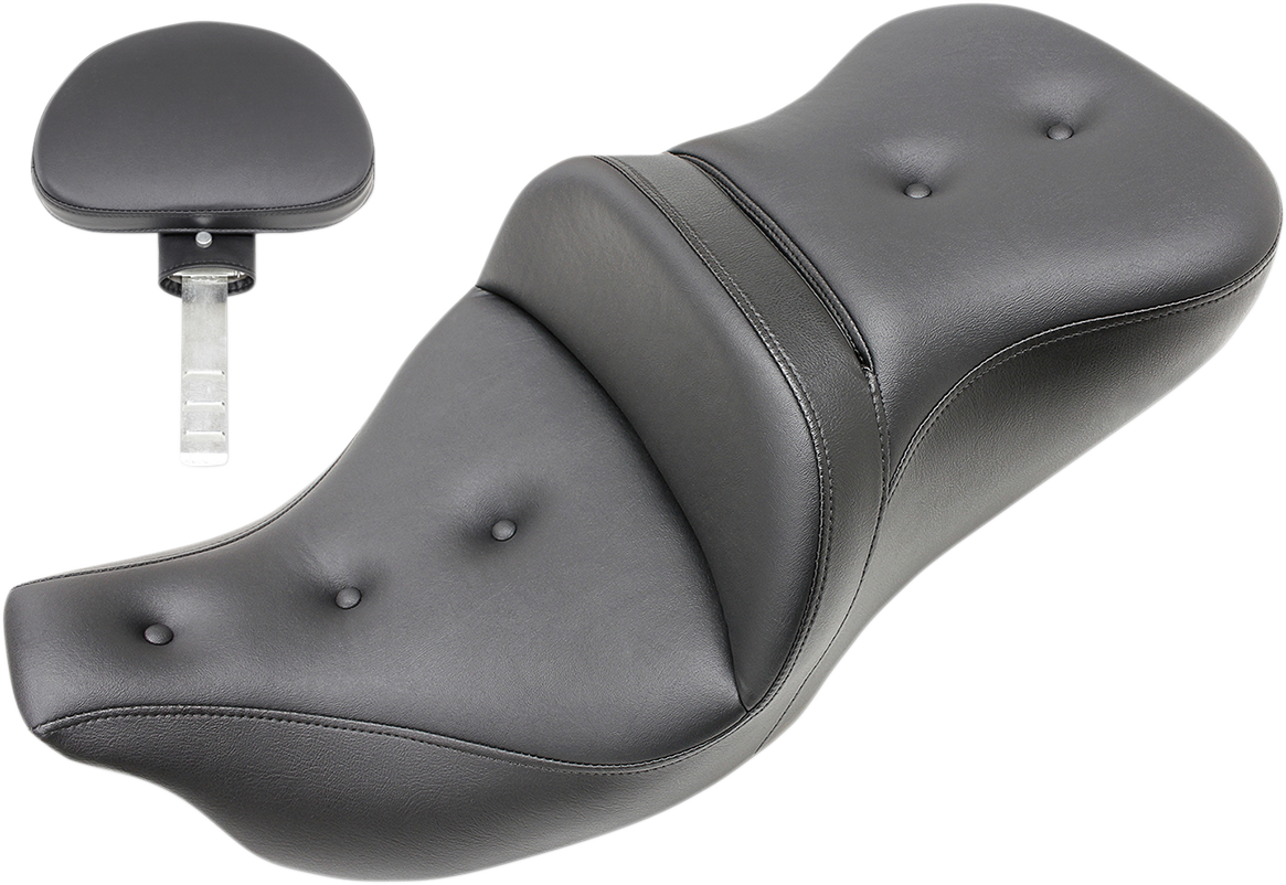 SADDLEMEN Roadsofa* Seat - Pillow Top - with Backrest - Black - '09-'23 FLHTCUTG 808-07B-181TBR
