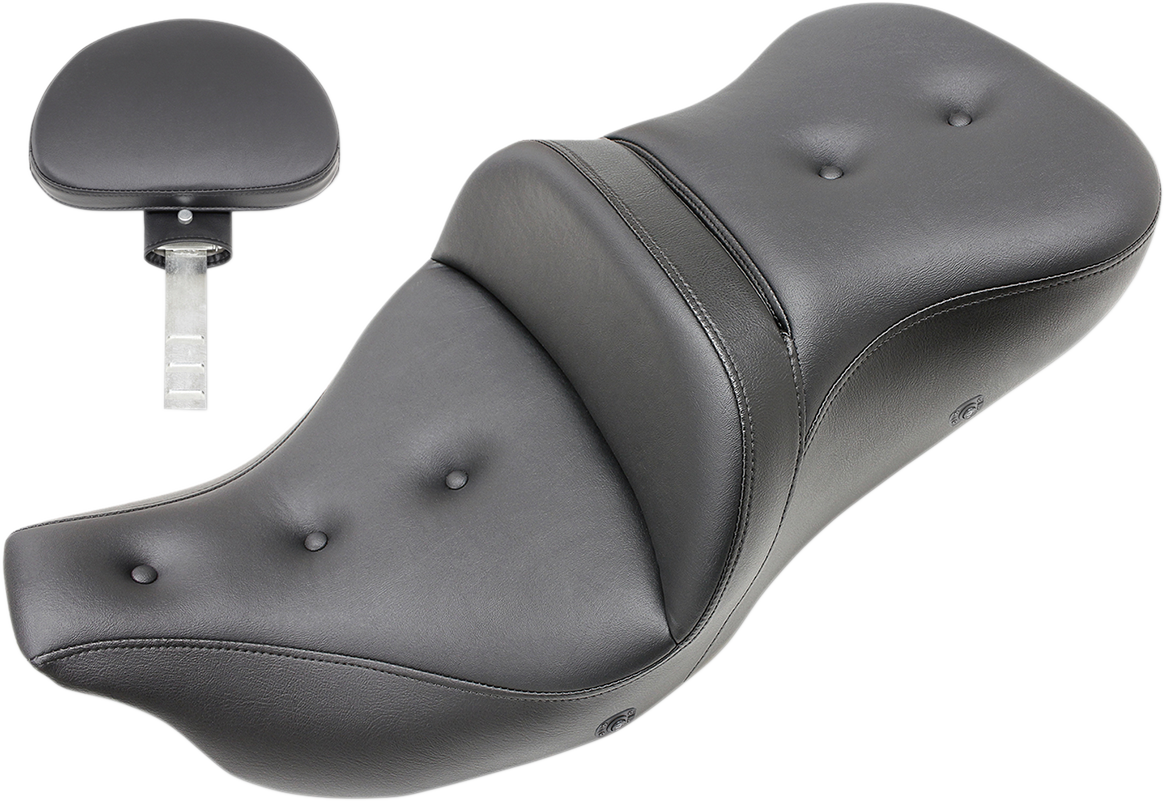 SADDLEMEN Roadsofa* Seat - Heated - Pillow Top - with Backrest - Black - '09-'23 FLHTCUTG 808-07B-181TBRH