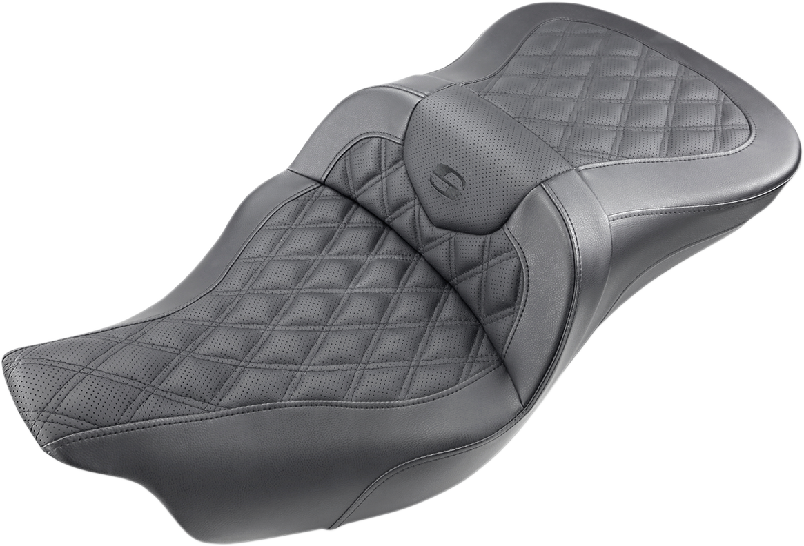 SADDLEMEN Roadsofa* Seat - Full Lattice Stitch - without Backrest - Black - '09-'23 FLHTCUTG 808-07B-182T