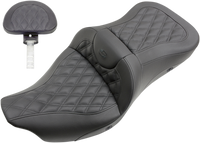 Thumbnail for SADDLEMEN Roadsofa* Seat - Heated - Full Lattice Stitch - with Backrest - Black - '09-'23 FLHTCUTG 808-07B-182TBRH