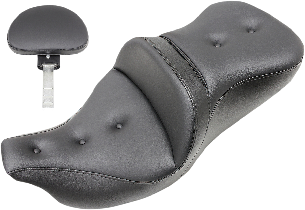 SADDLEMEN Pillow-Top Roadsofa* Seat - with Backrest - Black - FLH/FLT '08-'23 808-07B-181BR