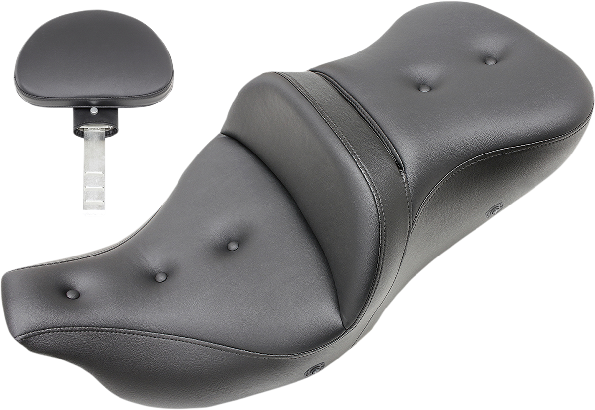 SADDLEMEN Pillow-Top Roadsofa* Seat - with Backrest - Heated - Black - FLH/FLT '08-'23 808-07B-181BRHC