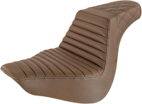 Thumbnail for SADDLEMEN Step-Up Seat - Front Tuck-n-Roll/Rear Lattice Stitch - Brown - FL/FX '18-'23 818-27-176BR